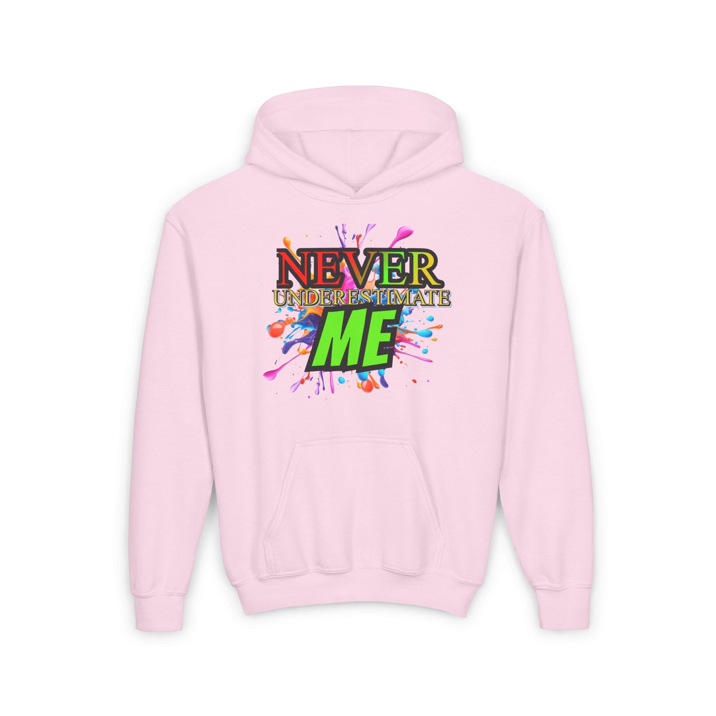 Never Underestimate Me Youth Hoodie – Motivational Graphic Hoodie for Kids & Teens | Bold & Inspiring Sweatshirt