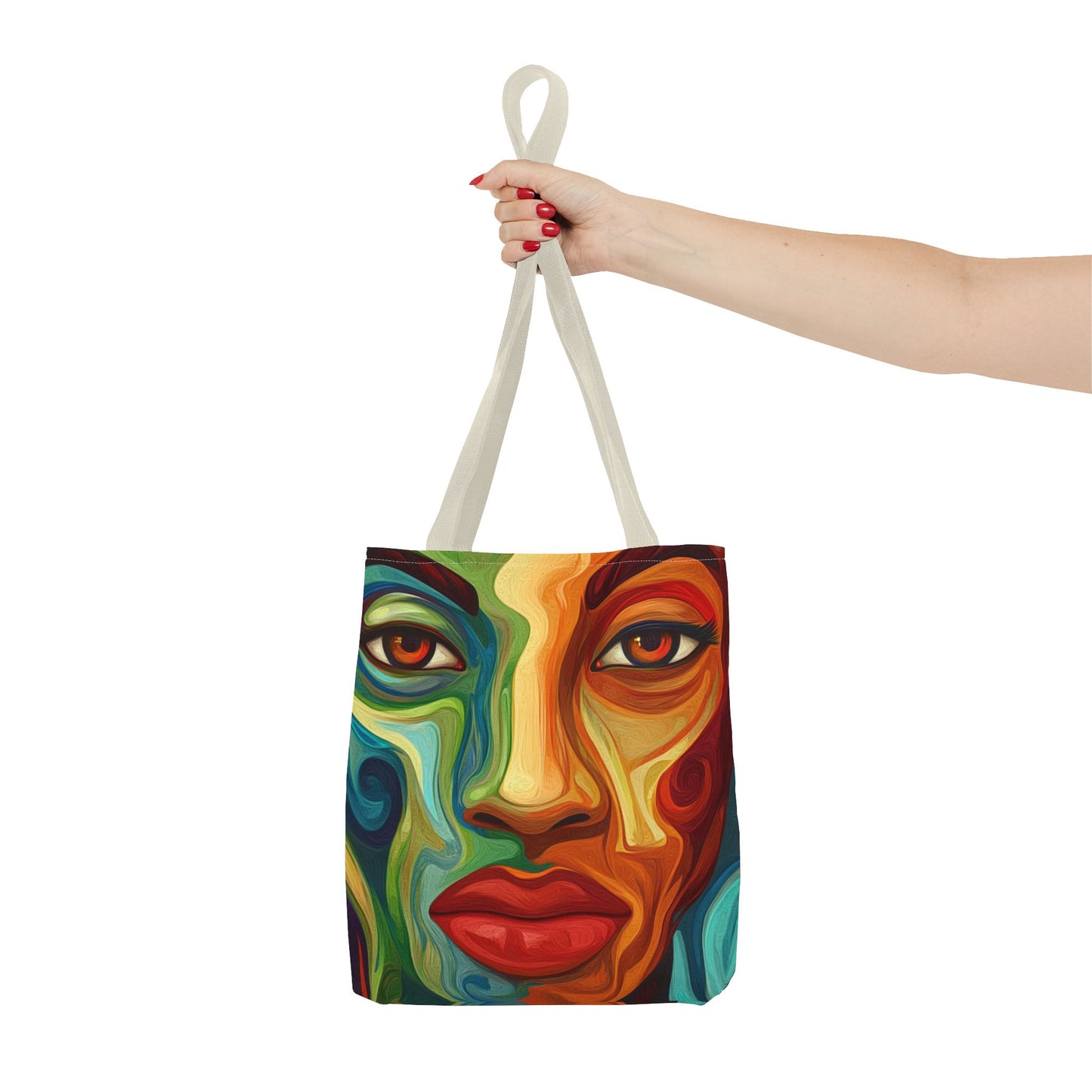 Vibrant Artistic Tote Bag - Colorful Face Design for Everyday Use