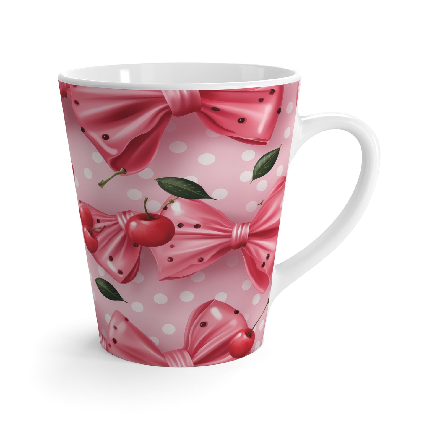 Cute Cherry Bow Latte Mug - Perfect for Coffee Lovers and Gift Occasions