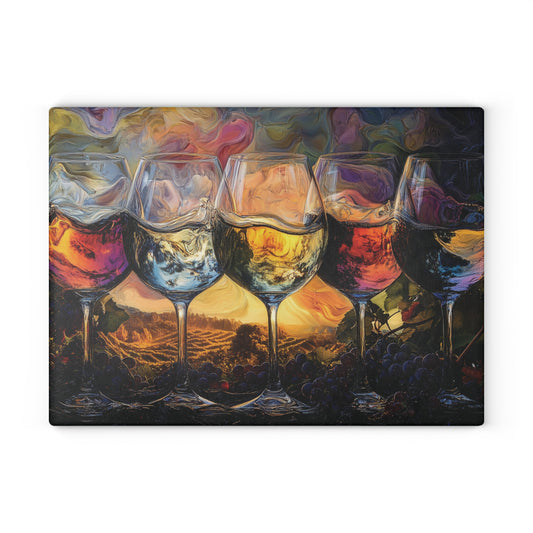 Elegant Wine-Themed Glass Cutting Board | Perfect for Entertaining & Gifting