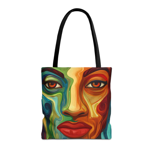 Vibrant Artistic Tote Bag - Colorful Face Design for Everyday Use