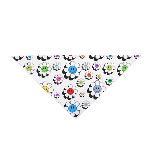 Happy Flower Pet Bandana, Dog Scarf, Cute Pet Accessory, Floral Dog Bandana, Gift for Pet Lovers, Spring Pet Fashion