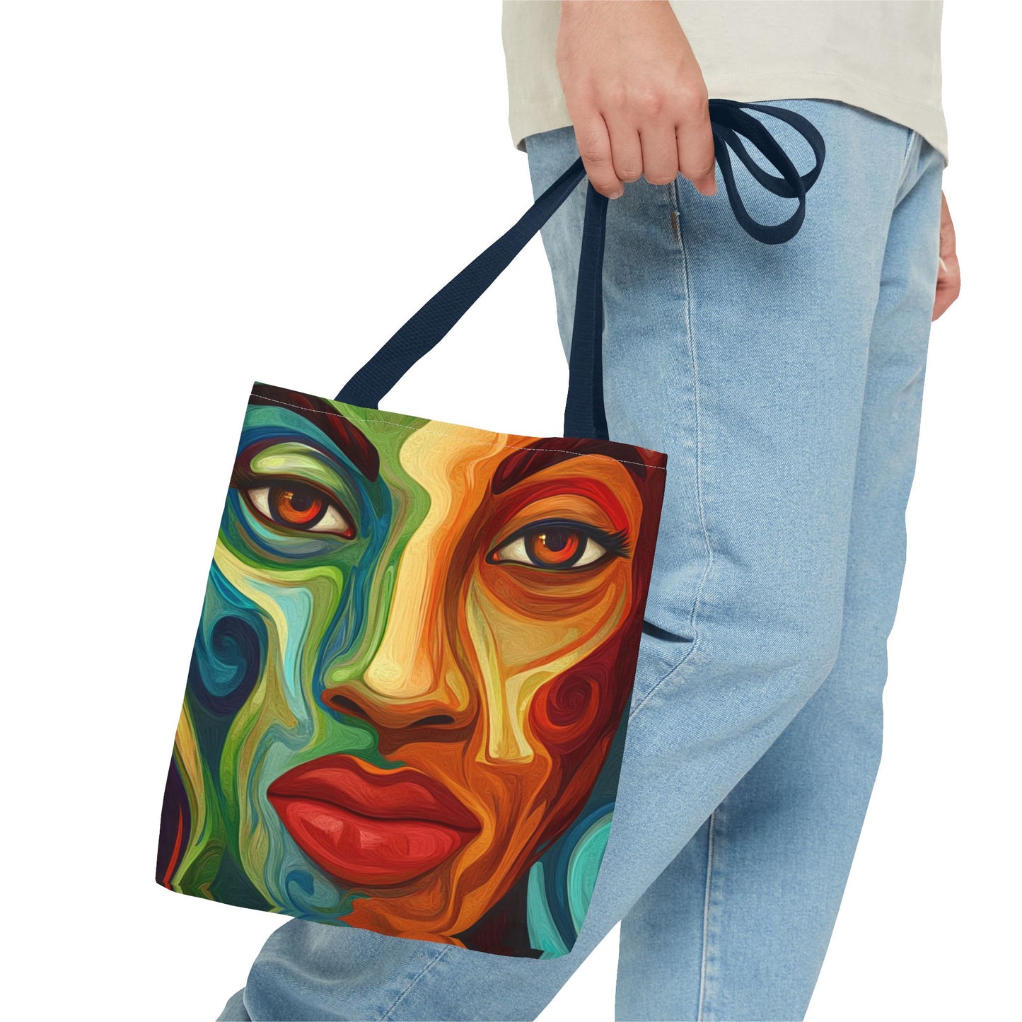 Vibrant Artistic Tote Bag - Colorful Face Design for Everyday Use