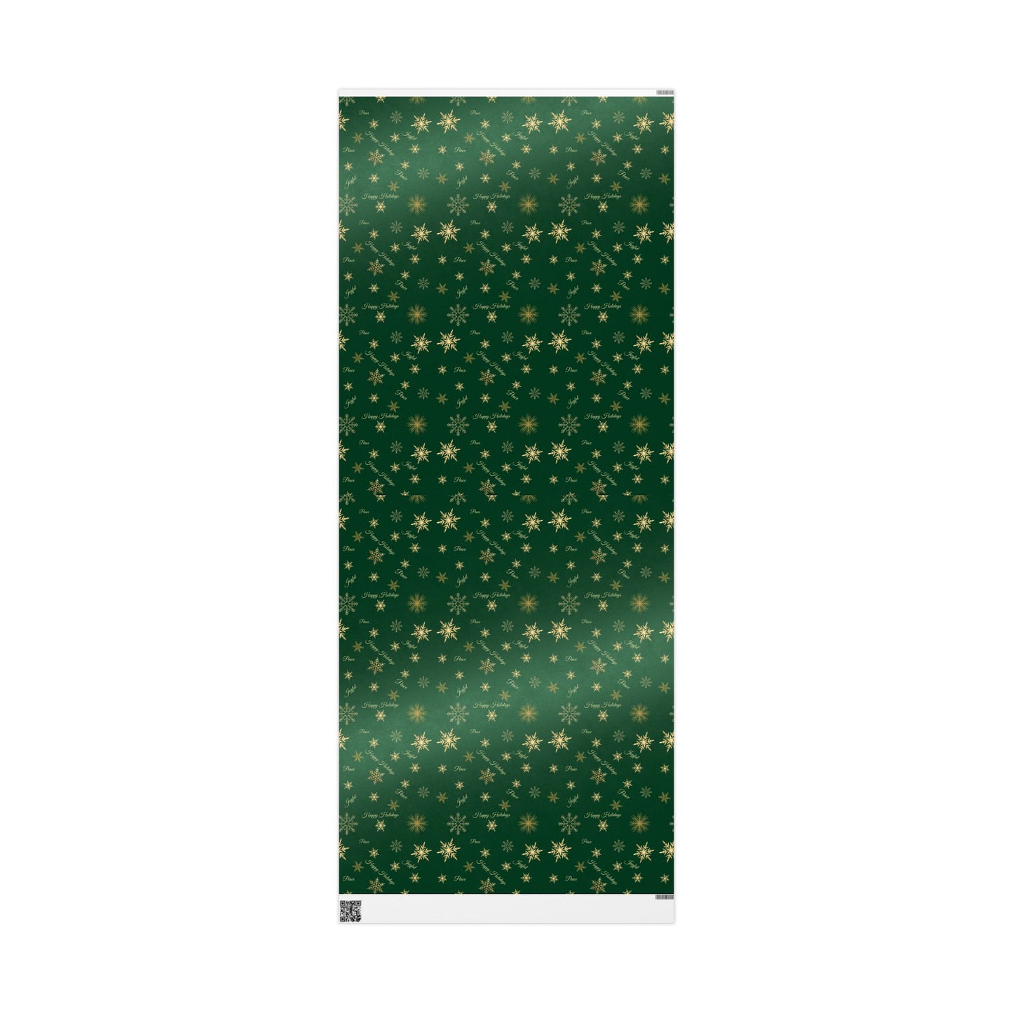 Elegant Green & Gold Holiday Wrapping Paper | Gold Snowflakes & Script Design | Luxury Christmas Gift Wrap