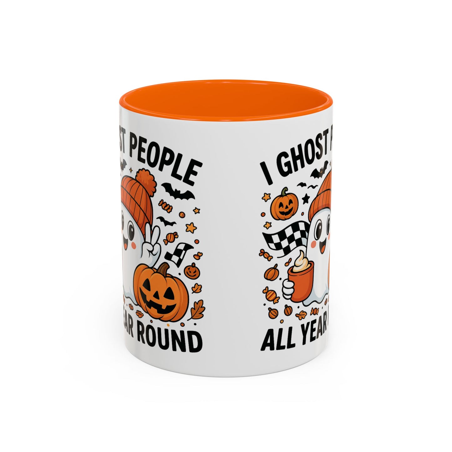 Spooky Ghost Coffee Mug | I Ghost People All Year Round | Halloween Decor, Gift for Ghost Lovers, Cute Mug, Seasonal Kitchenware