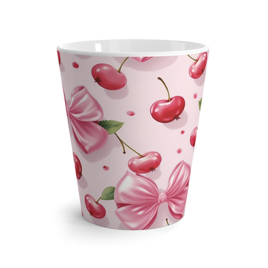 Charming Cherry Blossom Latte Mug - Cute Bow Design