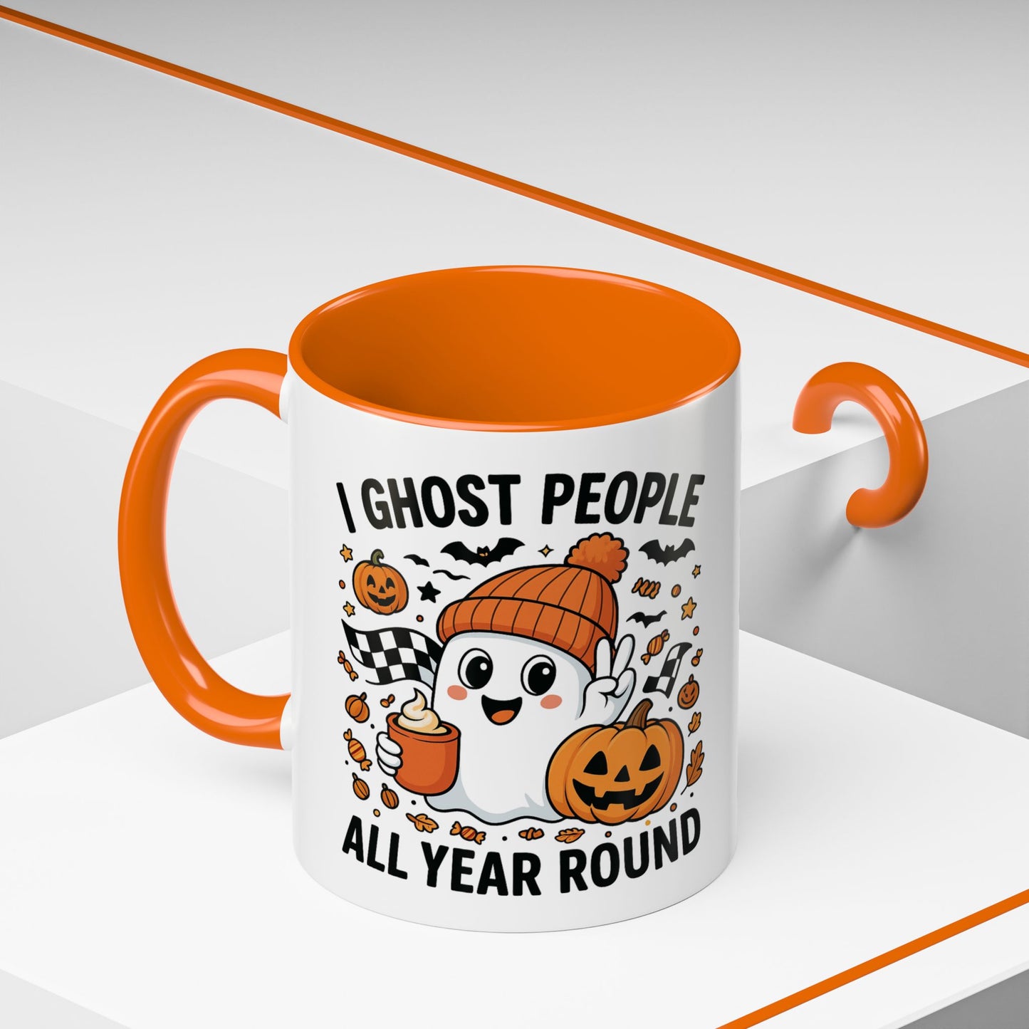 Spooky Ghost Coffee Mug | I Ghost People All Year Round | Halloween Decor, Gift for Ghost Lovers, Cute Mug, Seasonal Kitchenware