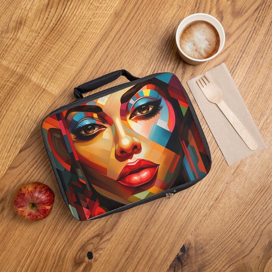 Colorful Artistic Lunch Bag - Vibrant Female Portrait Design for Stylish Meals