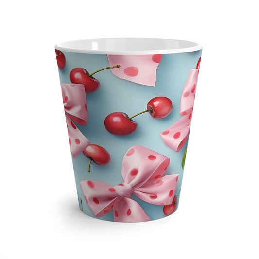 Cherry Blossom Latte Mug - Cute Polka Dot Design for Cozy Mornings