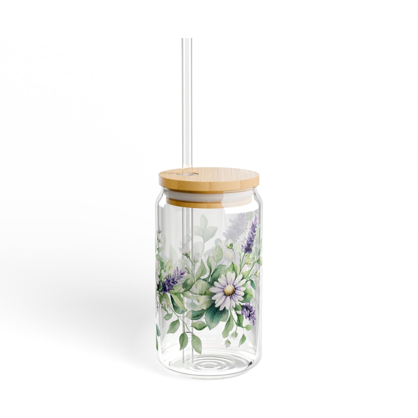 Floral Butterfly Sipper Glass - 16oz Eco-Friendly Drinkware
