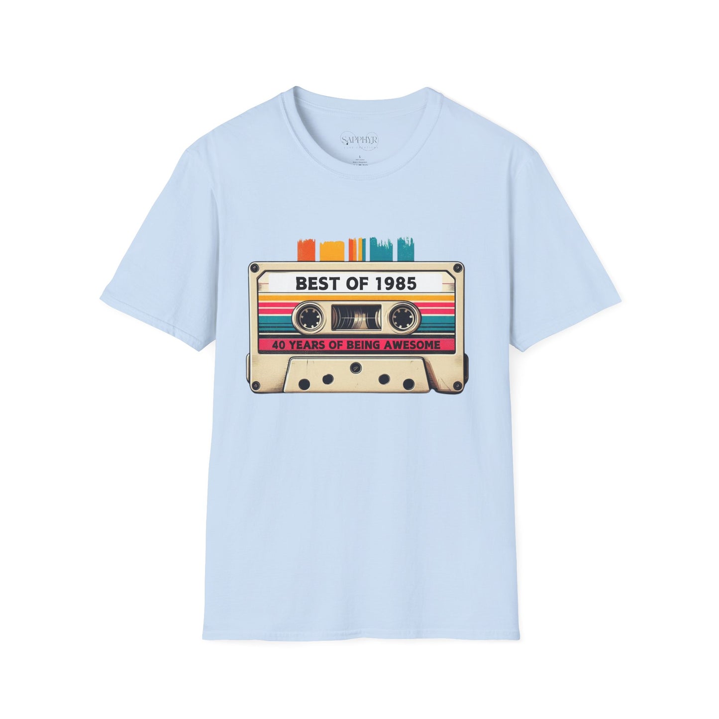 Retro 1985 Music T-Shirt, Vintage Inspired Tee, Unisex Softstyle Shirt, Gift for Music Lovers, 80s Nostalgia Apparel