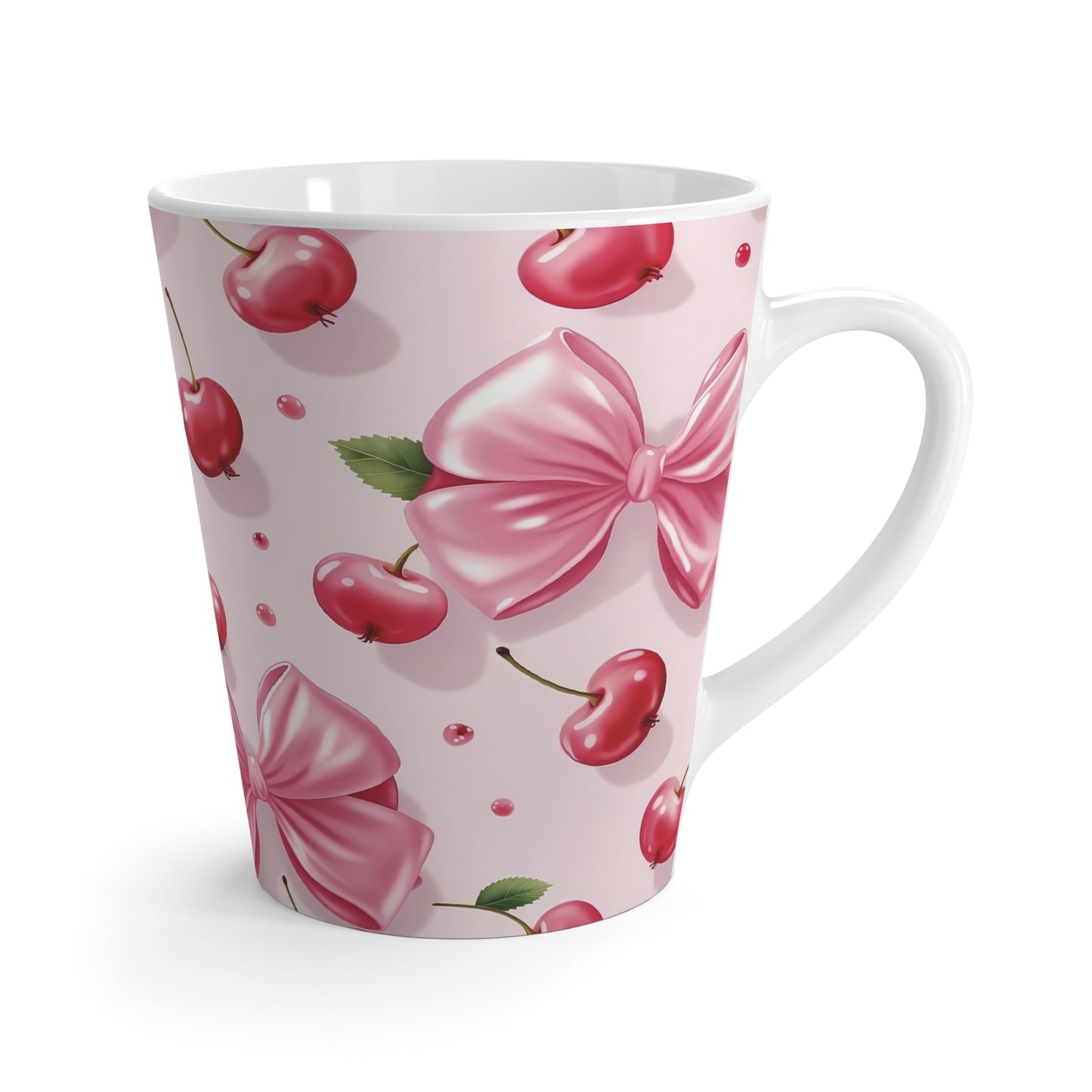 Charming Cherry Blossom Latte Mug - Cute Bow Design