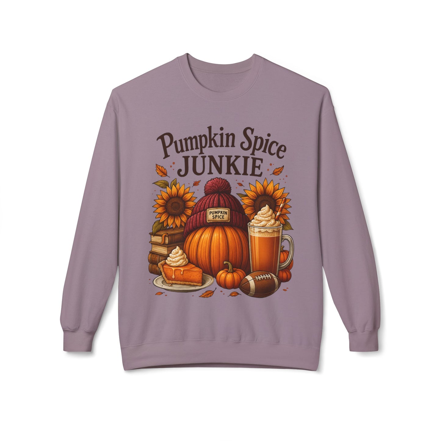 Pumpkin Spice Junkie Sweatshirt | Cozy Fall Crewneck | Harvest Themed Apparel | Perfect for Thanksgiving, Halloween, Autumn Fashion