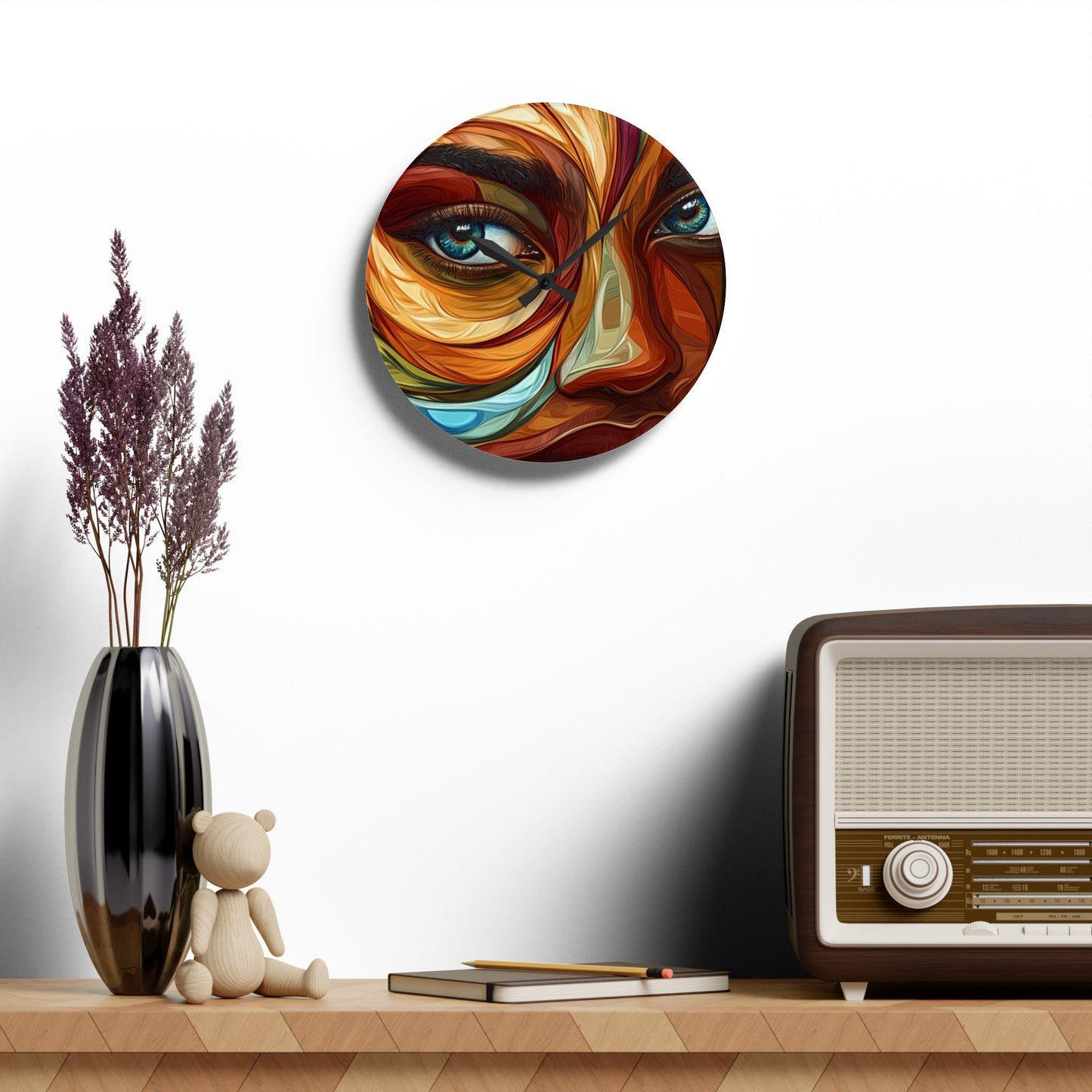 Artistic Acrylic Wall Clock - Modern Home Decor with Abstract Face Desi