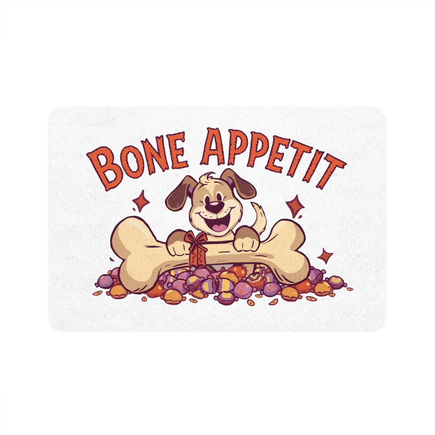 Bone Appetit Pet Food Mat, Dog Mat, Cat Feeding Mat, Kitchen Decor for Pets, Puppy Gift, Food Bowl Mat