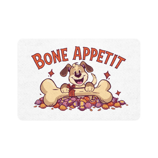 Bone Appetit Pet Food Mat, Dog Mat, Cat Feeding Mat, Kitchen Decor for Pets, Puppy Gift, Food Bowl Mat