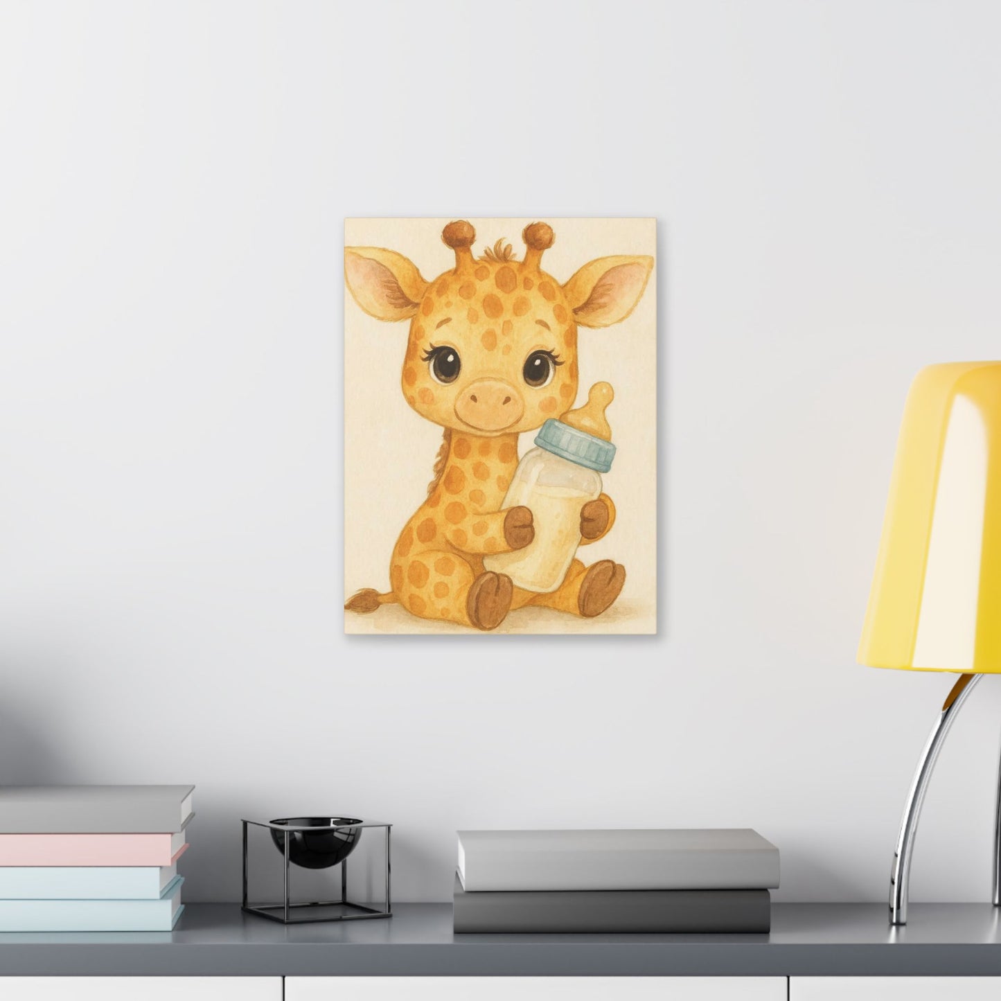 Adorable Giraffe Canvas Art, Nursery Decor, Baby Shower Gift, Cute Animal Wall Art, Kids Room Decoration