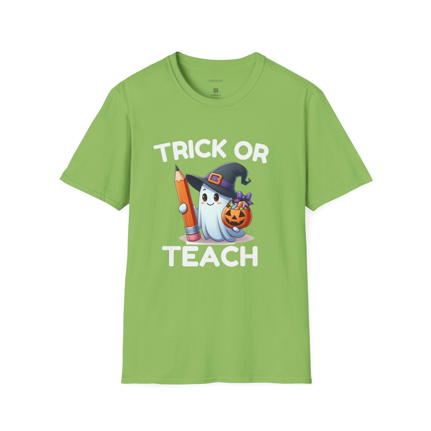 Halloween Teacher T-Shirt, Trick or Teach Shirt, Unisex Halloween Apparel, Cute Ghost Tee, Fall Classroom Outfit