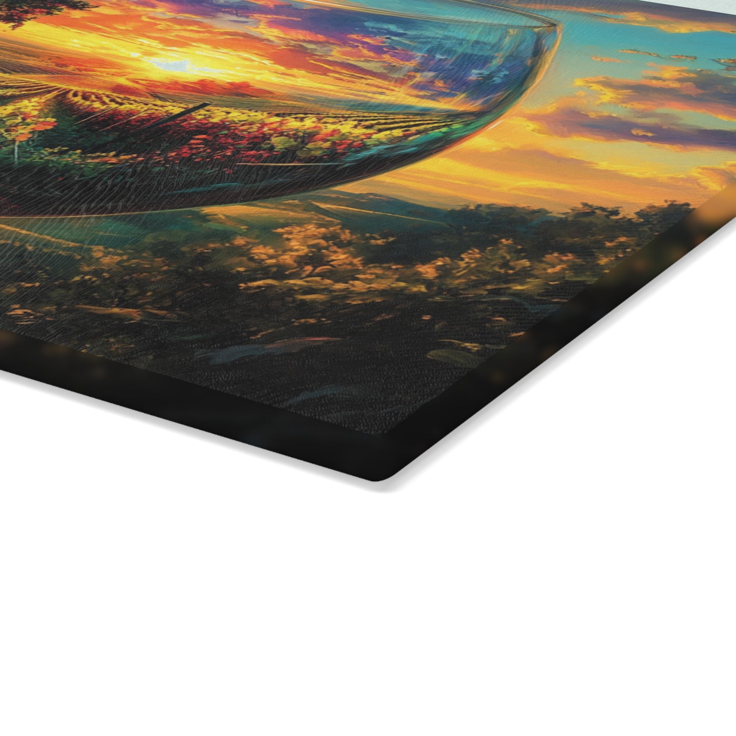 Scenic Wine Glass Cutting Board - Functional Art Gift for Wine Lovers & Home Cooks