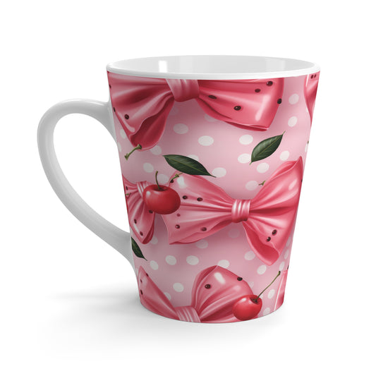 Cute Cherry Bow Latte Mug - Perfect for Coffee Lovers and Gift Occasions