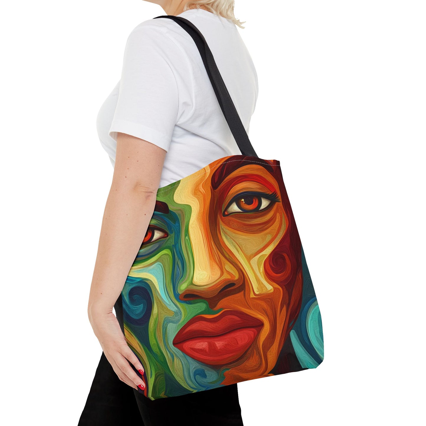 Vibrant Artistic Tote Bag - Colorful Face Design for Everyday Use