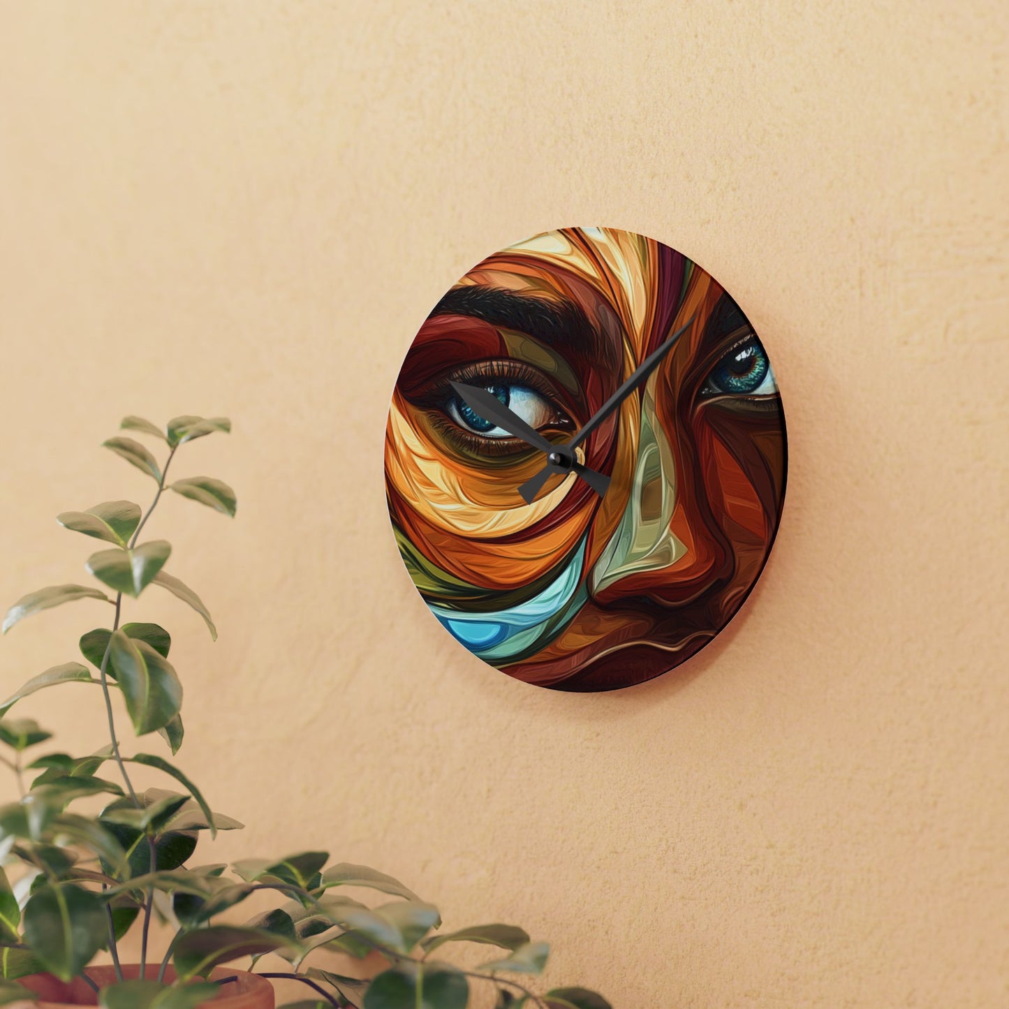Artistic Acrylic Wall Clock - Modern Home Decor with Abstract Face Desi