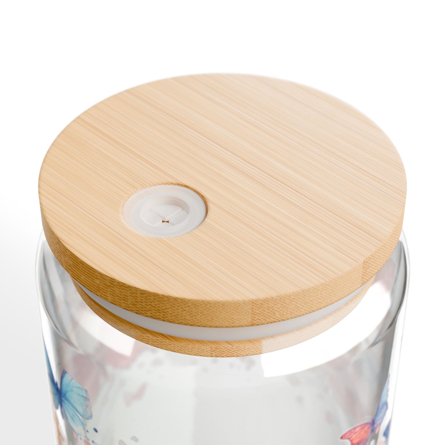 Butterfly-Design Eco-Friendly 16oz Sipper Glass with Straw