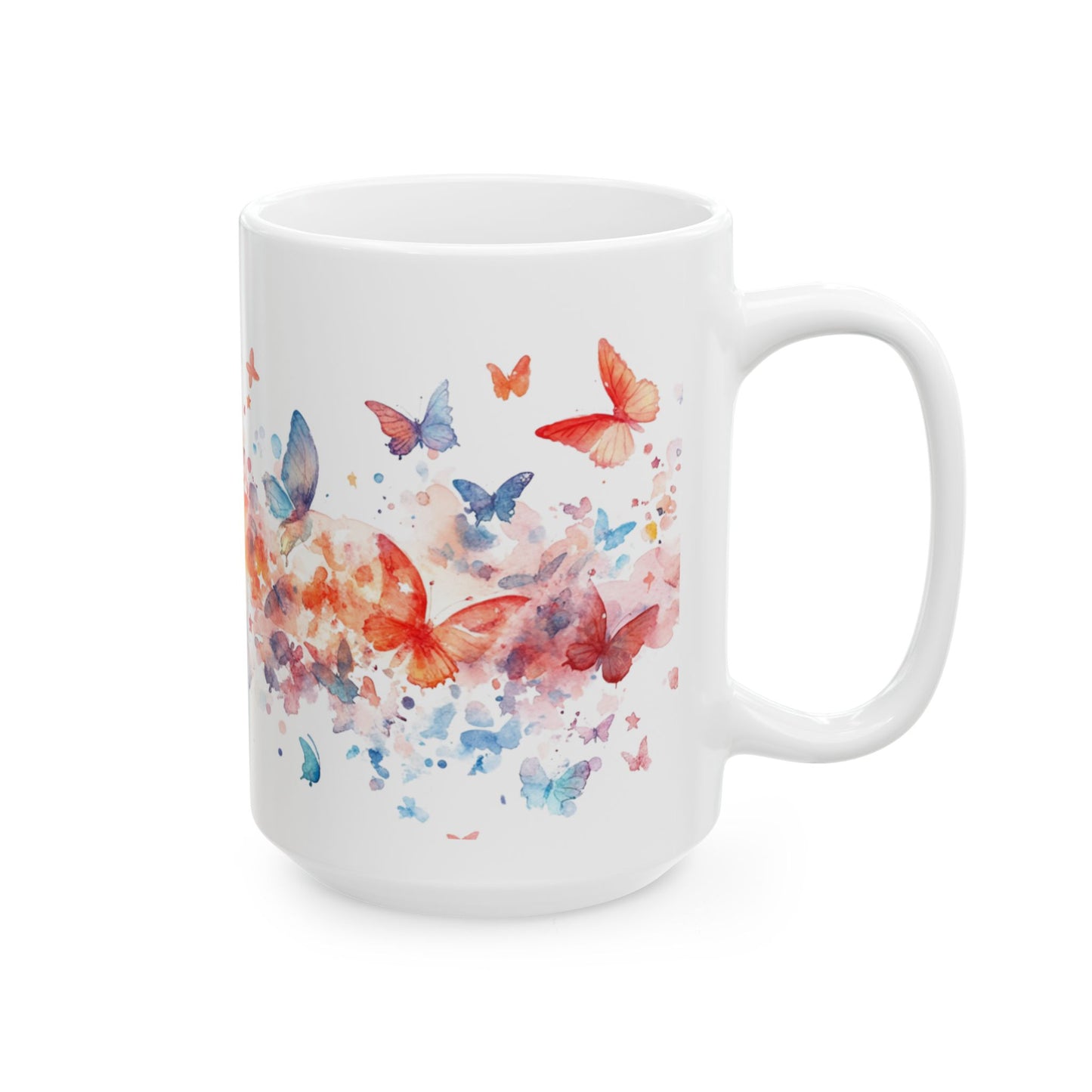 Butterfly Splash Ceramic Mug - Colorful Watercolor Design for Nature Lovers