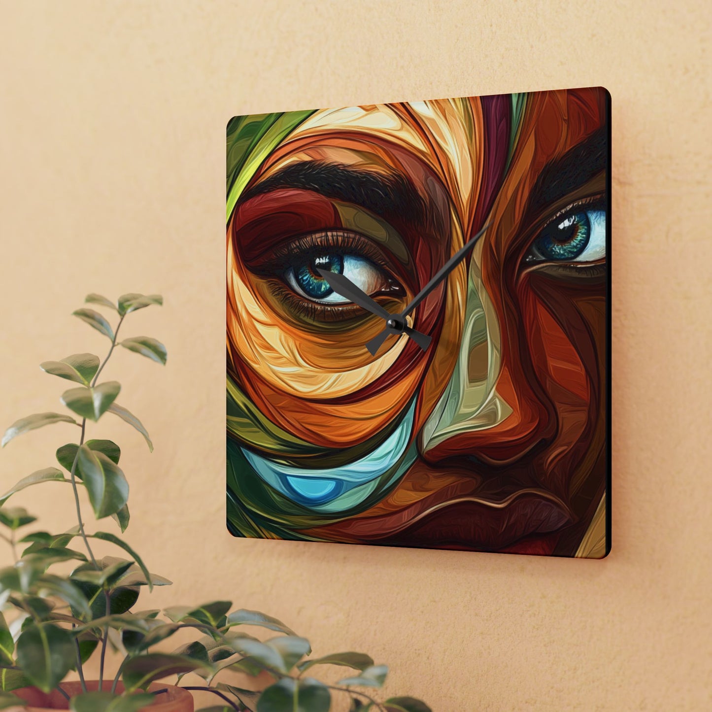 Artistic Acrylic Wall Clock - Modern Home Decor with Abstract Face Desi