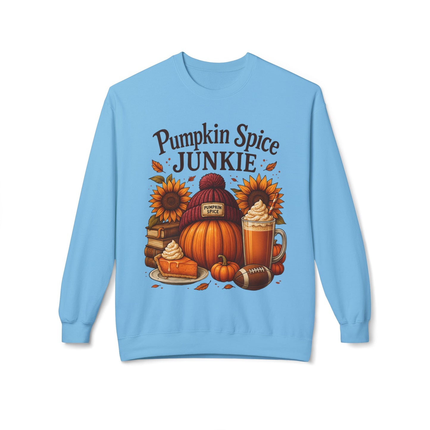 Pumpkin Spice Junkie Sweatshirt | Cozy Fall Crewneck | Harvest Themed Apparel | Perfect for Thanksgiving, Halloween, Autumn Fashion