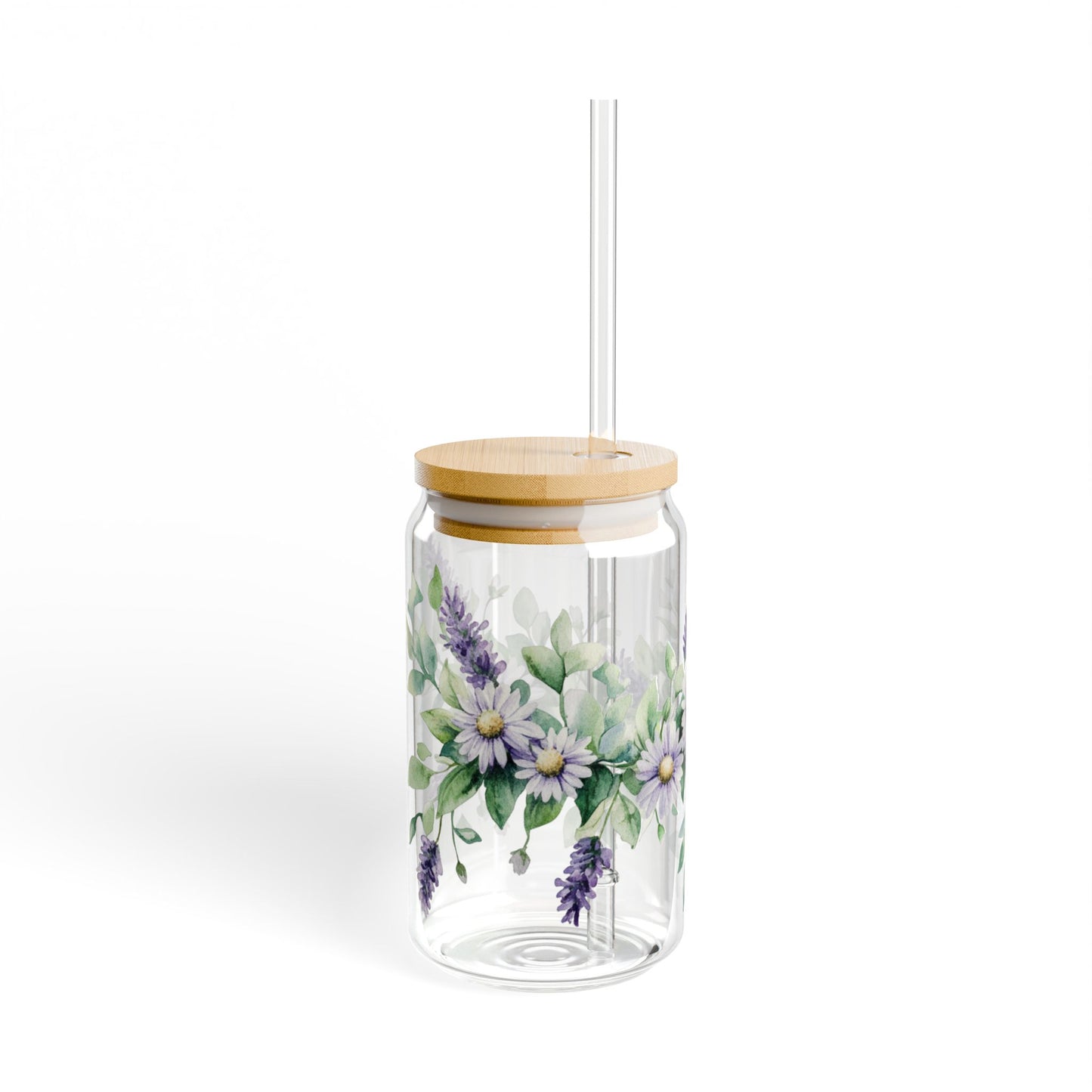 Floral Butterfly Sipper Glass - 16oz Eco-Friendly Drinkware