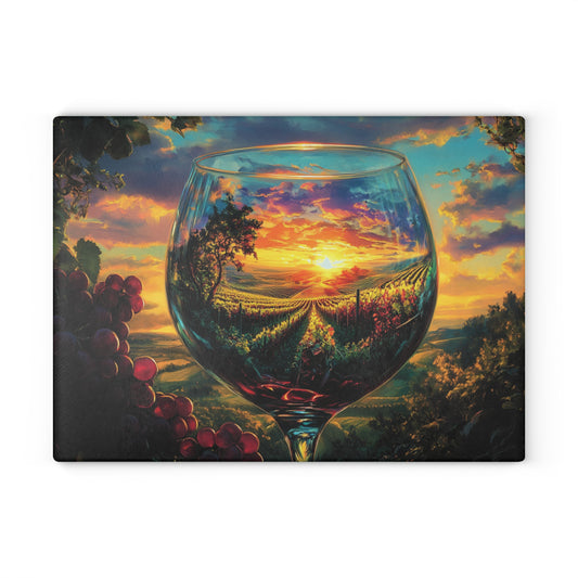 Scenic Wine Glass Cutting Board - Functional Art Gift for Wine Lovers & Home Cooks