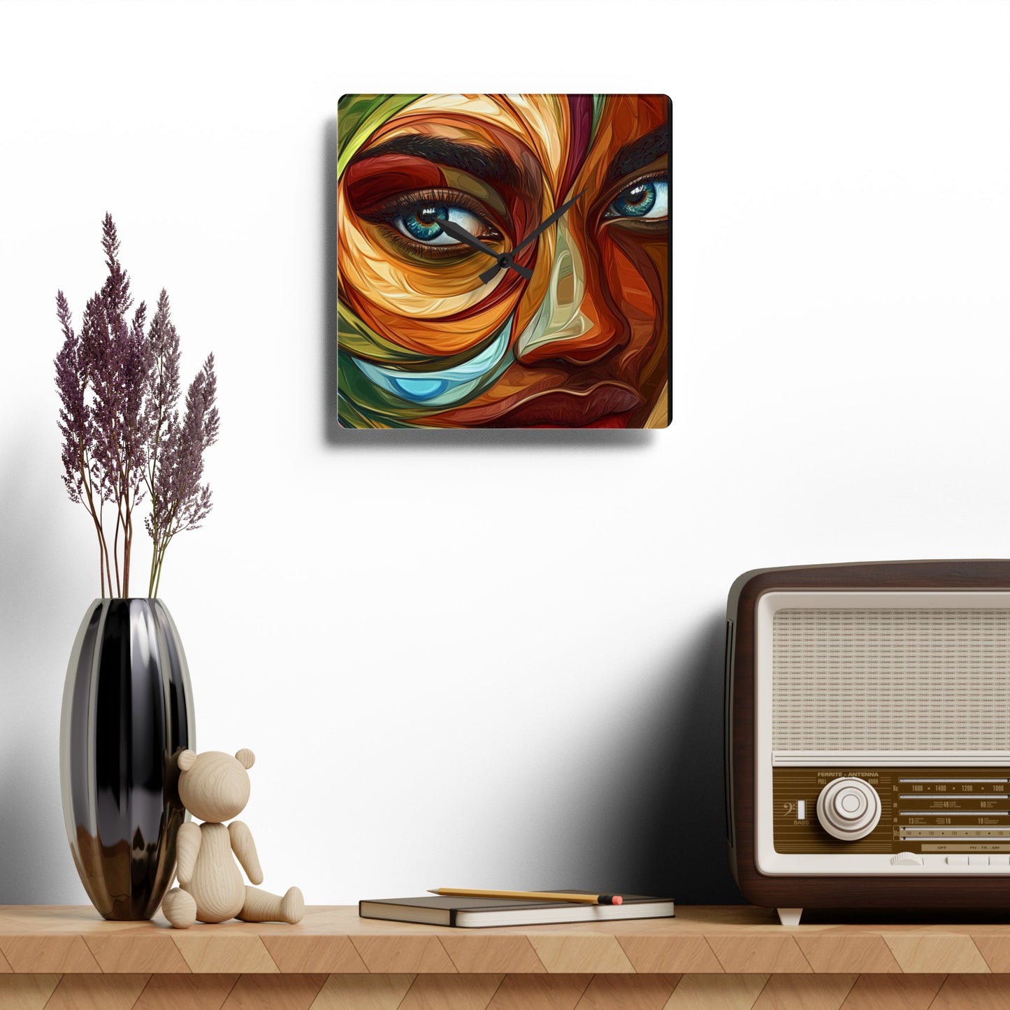 Artistic Acrylic Wall Clock - Modern Home Decor with Abstract Face Desi