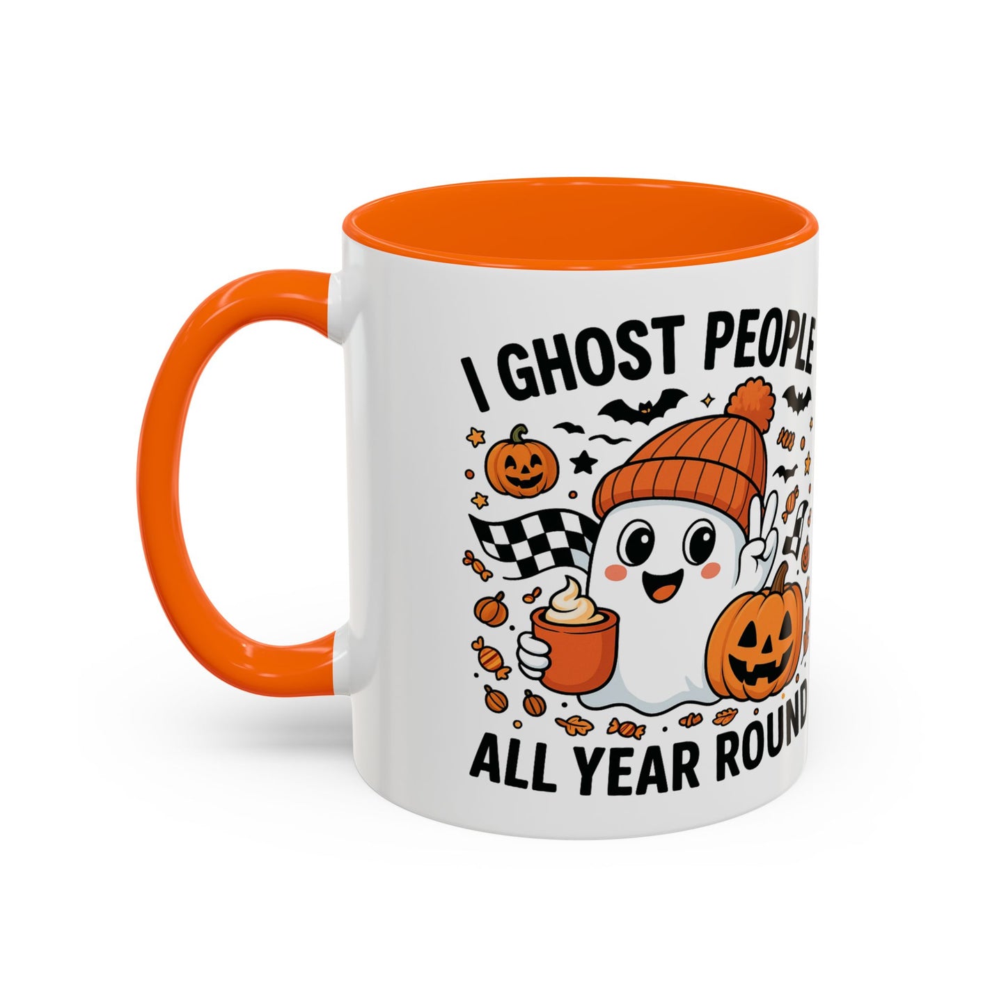 Spooky Ghost Coffee Mug | I Ghost People All Year Round | Halloween Decor, Gift for Ghost Lovers, Cute Mug, Seasonal Kitchenware