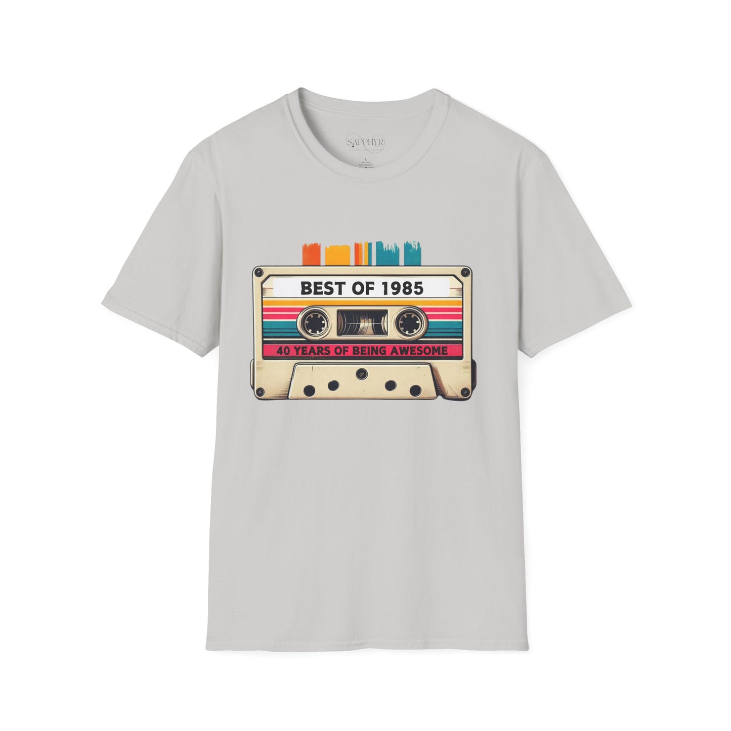 Retro 1985 Music T-Shirt, Vintage Inspired Tee, Unisex Softstyle Shirt, Gift for Music Lovers, 80s Nostalgia Apparel