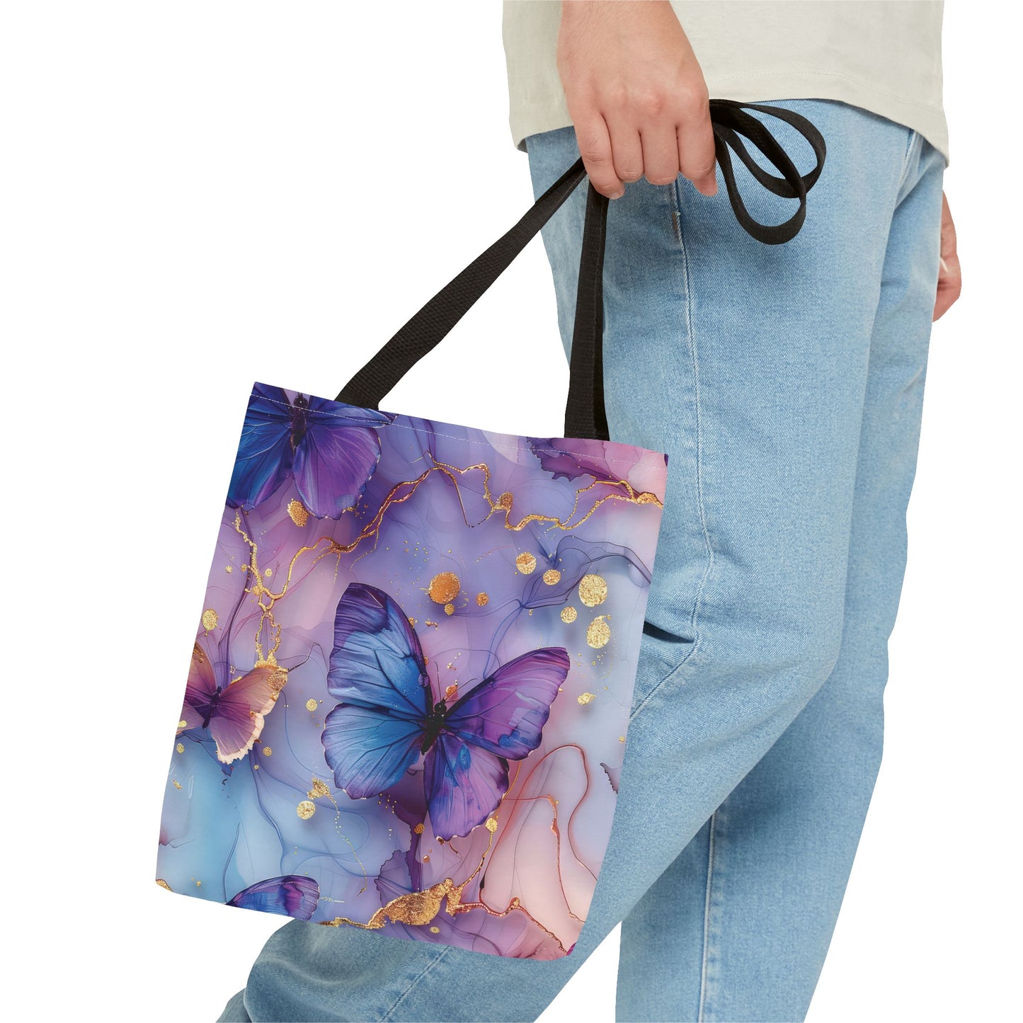 Elegant Butterfly Tote Bag - Colorful Floral Design for Everyday Use