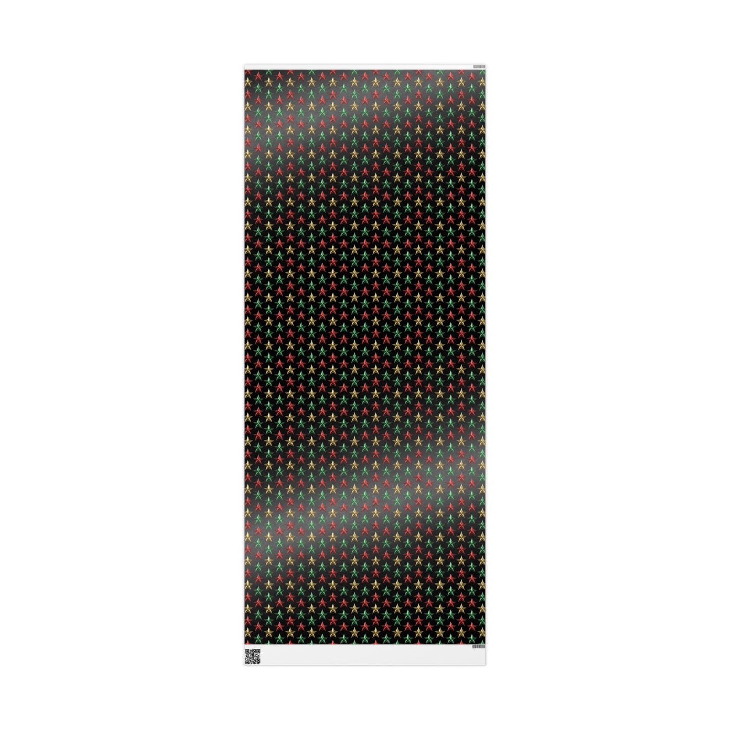 Metallic Star Holiday Wrapping Paper | Red, Green & Gold Stars on Black | Festive Christmas Gift Wrap