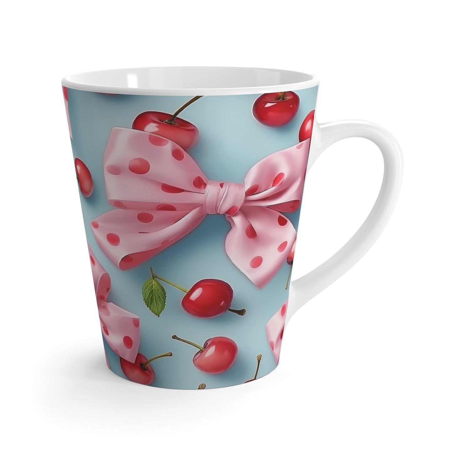 Cherry Blossom Latte Mug - Cute Polka Dot Design for Cozy Mornings