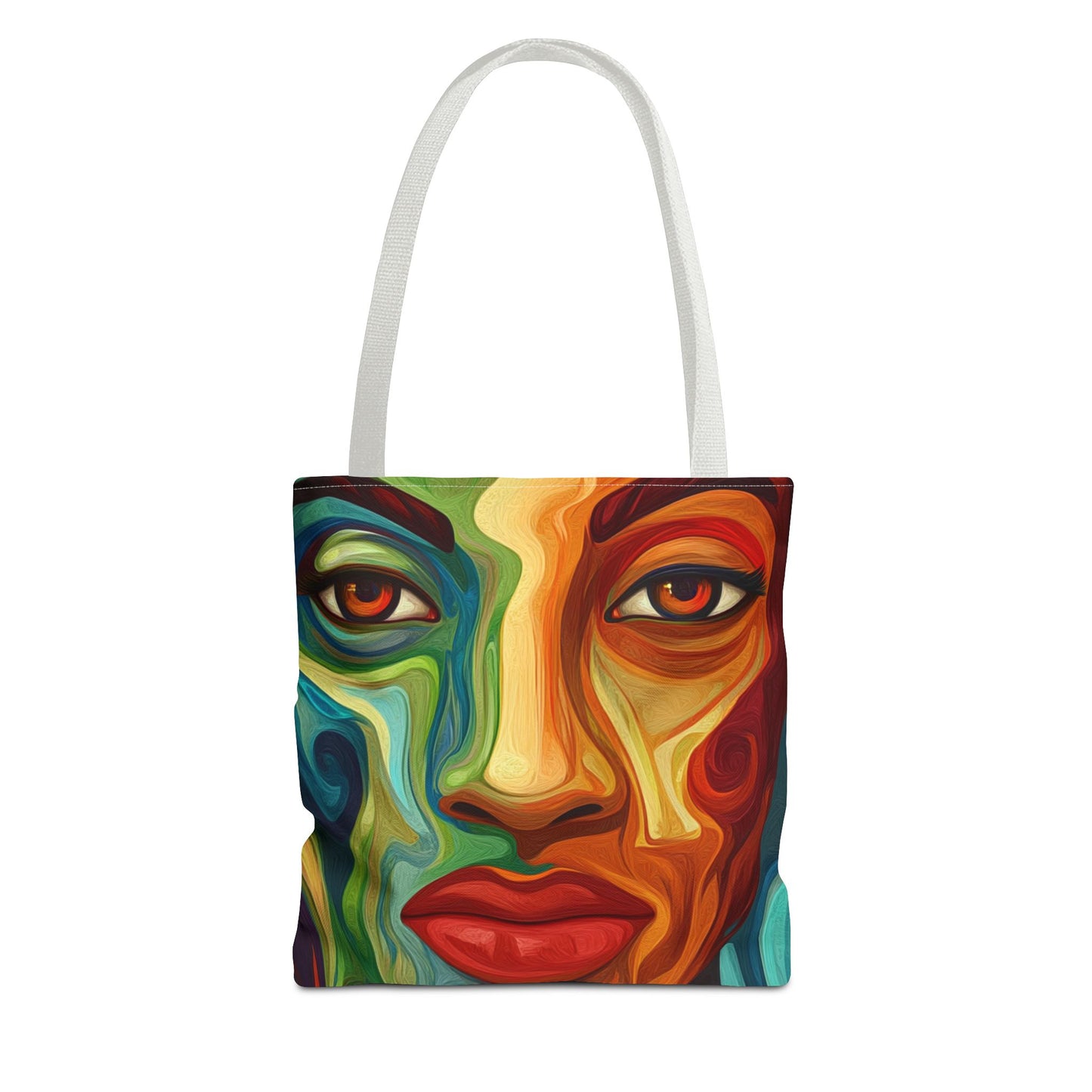 Vibrant Artistic Tote Bag - Colorful Face Design for Everyday Use
