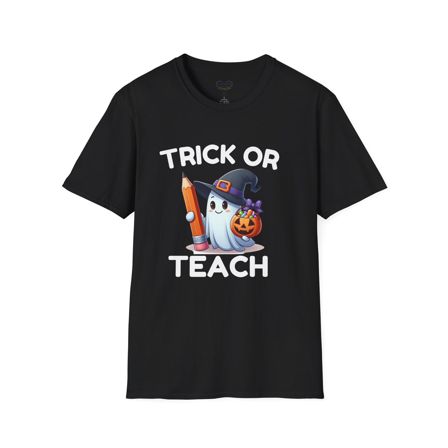 Halloween Teacher T-Shirt, Trick or Teach Shirt, Unisex Halloween Apparel, Cute Ghost Tee, Fall Classroom Outfit