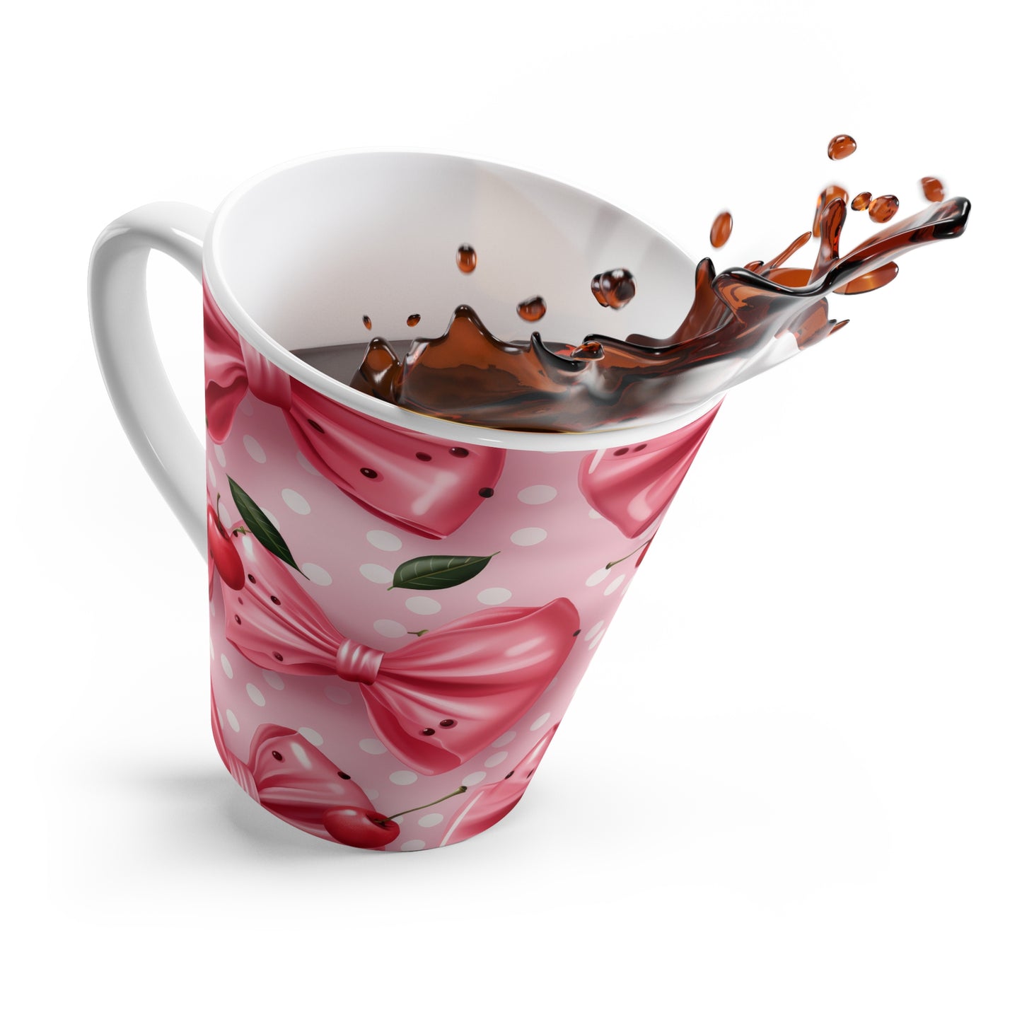 Cute Cherry Bow Latte Mug - Perfect for Coffee Lovers and Gift Occasions
