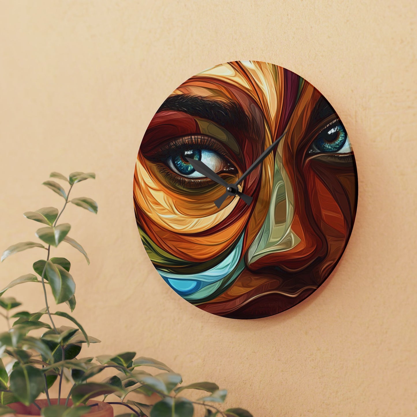 Artistic Acrylic Wall Clock - Modern Home Decor with Abstract Face Desi