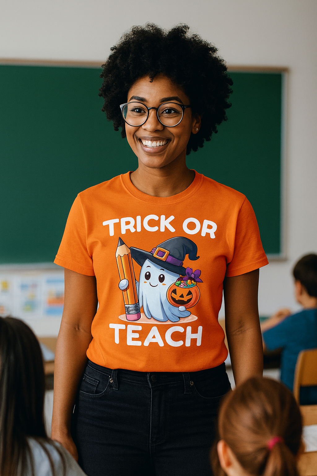 Halloween Teacher T-Shirt, Trick or Teach Shirt, Unisex Halloween Apparel, Cute Ghost Tee, Fall Classroom Outfit