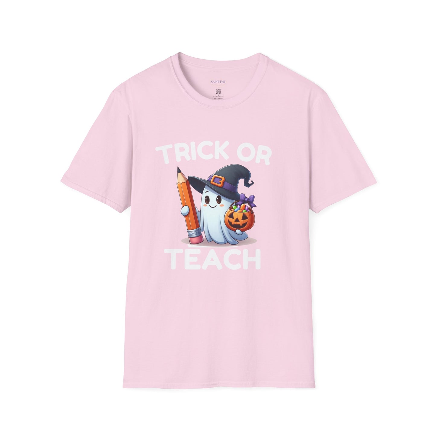 Halloween Teacher T-Shirt, Trick or Teach Shirt, Unisex Halloween Apparel, Cute Ghost Tee, Fall Classroom Outfit
