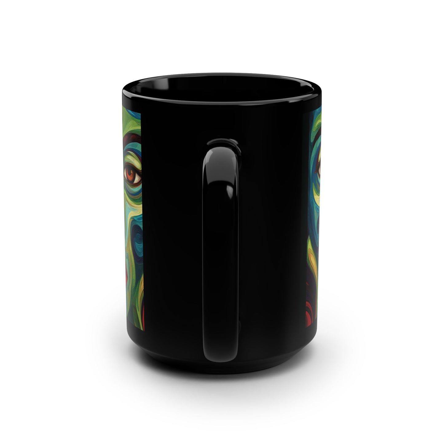 Artistic Black Mug – 15oz Colorful Face Design for Home or Office