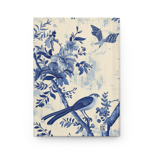 Elegant Floral Hardcover Journal - Blue and Cream Design