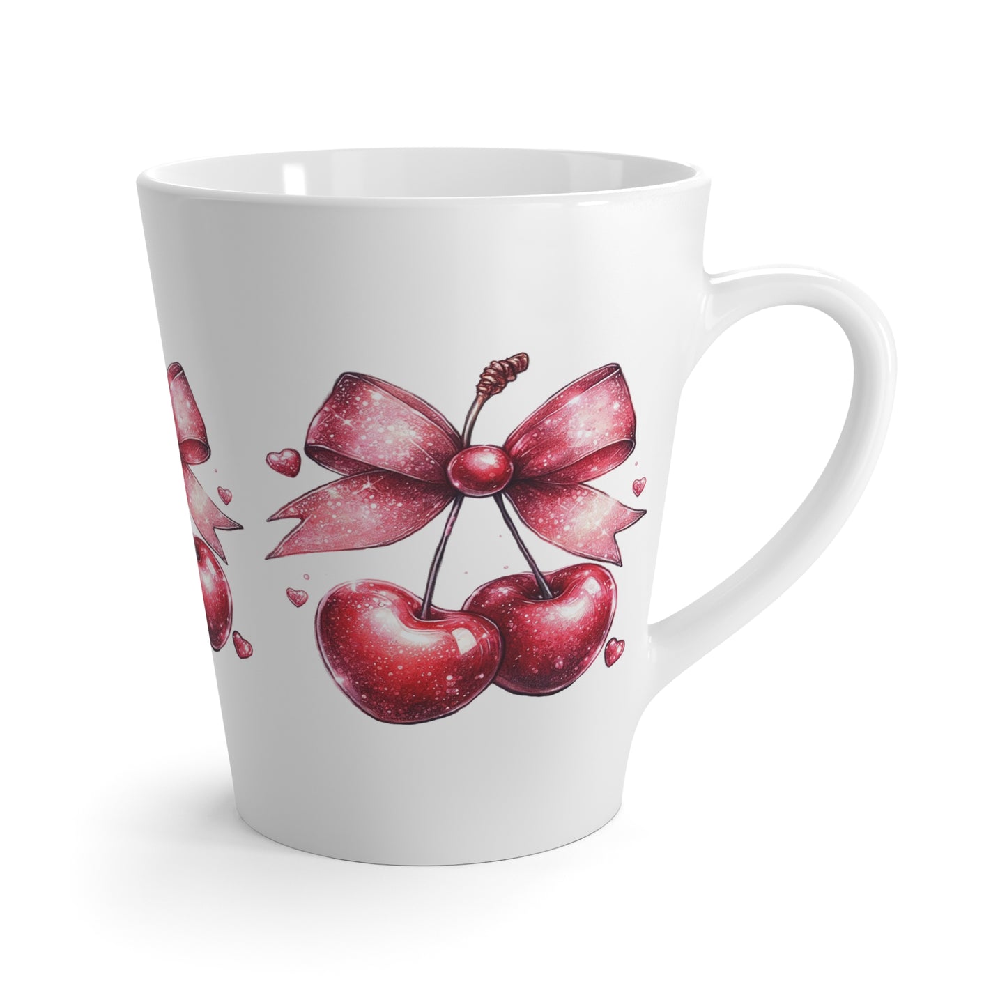 Cute Cherry Latte Mug with Ribbon Design - Perfect Gift for Holidays