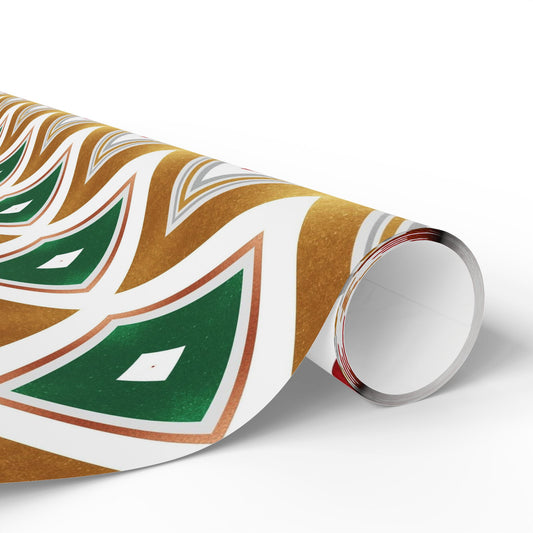 Retro Geometric Holiday Wrapping Paper | Red, Green & Gold Diamond Pattern | Modern Christmas Gift Wrap