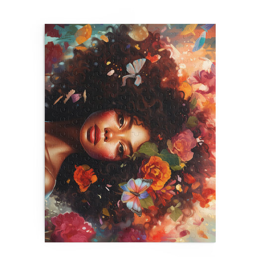 Flower Power Puzzle - 500 Piece Art Puzzle Featuring Vibrant Afro Beauty