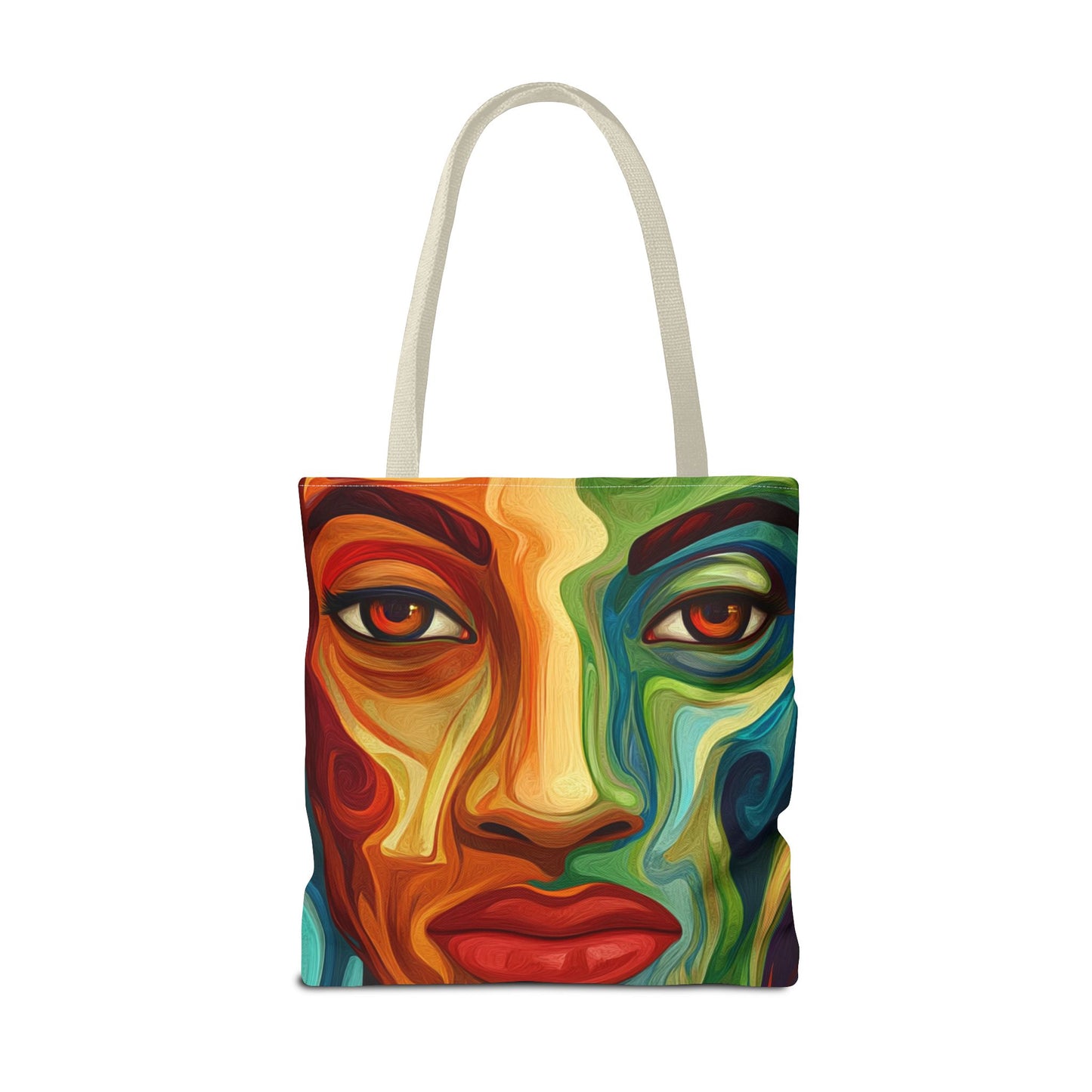 Vibrant Artistic Tote Bag - Colorful Face Design for Everyday Use